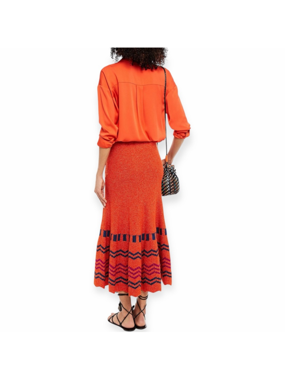 Valentino Garavani Wool Knit Midi Skirt Fluted Jacquard Size XS Fits Small NWT - Picture 5 of 10